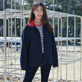 2016韩国学院风大码净色百搭棒球服女宽松时尚拼色长袖夹克外套女