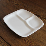 新款三格盘快餐盘分格盘菜盘米饭碗早餐盘子料日式长方形陶瓷