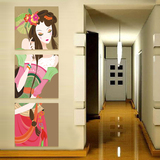 竖版墙画走廊过道壁画挂画无框画创意美少女客厅装饰图画家庭玄关