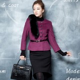 2015女韩版秋冬装新款双排扣通勤OL时尚气质短款羊毛呢小外套大衣