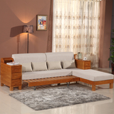 实木沙发橡木 推拉贵妃沙发床 木架沙发转角多功能沙发可储物两用
