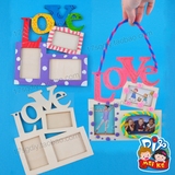 母亲节Love相框 幼儿园手工diy材料包批发制作 儿童木质玩具挂牌