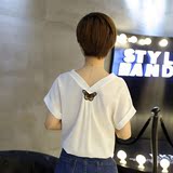 V领短袖衬衫女2016新款韩版女装 蝙蝠袖宽松衬衣小衫雪纺衫女夏