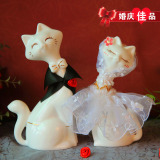 创意结婚礼物闺蜜新婚送礼婚礼猫咪实用摆件陶瓷家居饰品工艺品