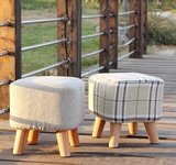 实木凳子创意小矮凳实木圆凳布艺客厅换鞋凳卧室彩色坐凳沙发凳子