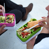 双层日式饭盒 便当盒 微波炉专用学生餐盒 长方形带盖密封防漏盒