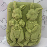 C213肥皂模具/手工皂模具/硅胶模具/香皂模/硅胶皂模 恩爱兔子