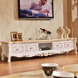 欧式大理石台面电视柜1.8米2米2.4米法式橡木雕花视听柜茶几组合