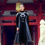 素萝 擎苍 原创设计品牌中国风女装2015新款冬装修身毛呢大衣外套