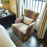 美式新古典布艺沙发椅单人小沙发卧室样板房酒店咖啡厅休闲椅定制