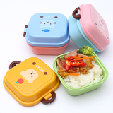 日式迷你卡通塑料小饭盒儿童可爱双层便当盒可微波餐盒便携水果盒