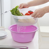 洗菜篮水果盘双层滴水筐塑料沥水篮果蔬漏盆淘菜筛子厨房用品