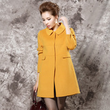 新款2016 韩版纯手工双面羊毛大衣女中长款毛呢外套特价1515F