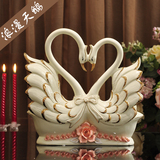欧式陶瓷天鹅摆件家居装饰品客厅电视柜摆设实用创意高档结婚礼物