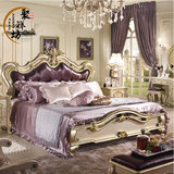 欧式床双人床 法式公主床香槟土豪金紫色高箱储物床 婚床实木床