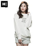 H:CONNECT韩版时尚女款休闲宽松卫衣字母印花长袖T恤2016春夏新款