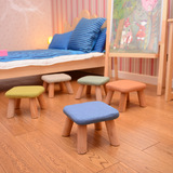 实木脚凳时尚布艺沙发软矮凳子客厅儿童换鞋穿圆凳创意茶几小板凳