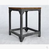 美式复古铁艺做旧茶几 实木桌子方桌 沙发边几 角几咖啡桌 床头柜