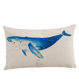 地中海海洋鲸鱼棉麻腰枕套宜家办公室床头沙发靠垫靠背抱枕不含芯