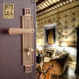 配件泰好泰好工房门锁纯铜中式欧式古别墅双开大门锁全铜木门锁具