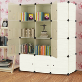 尚一简易书架儿童书柜自由组合小柜子带门收纳柜塑料储物柜置物架