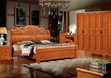 中式卧室家具组合套装 全成套实木双人床衣柜套餐 结婚六件套套房