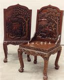 东南亚泰式风格榆木椅子餐桌椅原木家具新中式实木雕花大象电脑椅