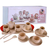 2016原木仿真过家家玩具 木制过家家厨房玩具套装 女孩茶具组儿童