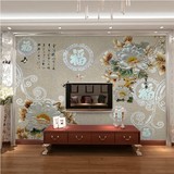 中式壁纸 福字牡丹3D大型壁画 电视背景墙纸 影视墙壁纸 无缝墙布