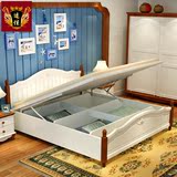 地中海床套房实木床美式高箱床1.5M1.8米单 欧式双人床韩式床白色