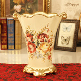 费洛梵 欧式田园彩绘陶瓷花瓶客厅玄关餐厅花器摆件不含花特价