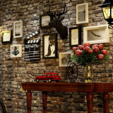 复古实木北欧式创意组合照片墙鹿头装饰相框酒吧画框挂墙上相片墙