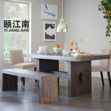 美式loft铁艺实木会议电脑长桌实木餐桌椅家具组合简约现代办公桌