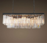 美式复古客厅卧室餐厅长方形水晶灯北欧创意奢华水晶条led吊灯具