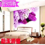 纸 床头背景墙大型壁画无缝墙纸 紫色丁香花无纺布电视墙卧室壁