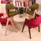 A字椅 实木水曲柳椅子 餐桌椅休闲椅咖啡椅电脑椅 北欧创意布艺