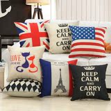 英伦风格创意沙发抱枕套复古国旗靠垫含芯床头靠背垫靠枕