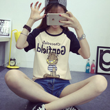 韩版夏装新款女装卡通印花学生短袖t恤女韩版宽松大码半袖女上衣