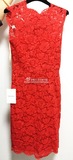 欧洲正品特价代购：Valentino明星同款大红色蕾丝连衣裙