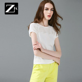 ZK纯色短袖T恤轻薄透气修身上衣时尚简约打底衫2016夏装新款女装