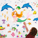 可移除墙贴儿童房卡通装饰贴纸家装贴画女孩卧室幼儿园布置美人鱼