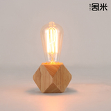现代中式原木创意台灯卧室床头灯 可调光简约木艺温馨书房台灯