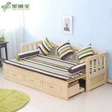 HJK实木折叠沙发床1.8米小户型沙发床两用1.5多功能推拉单人沙发1
