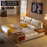 现代简约 婚床皮床真皮床 1.8米双人床1.5米软床欧式皮艺床榻榻米