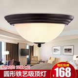 欧式LED圆形卧室吸顶灯 现代简约铁艺吸顶灯 美式温馨灯饰灯具