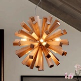 木头灯饰创意实木餐吊灯具客厅楼梯美式创意简约个性卧室木艺吊灯
