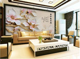 仿真镏金玉浮雕大型壁画客厅3D立体无缝闪银皮纹壁纸墙纸中式花卉