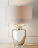 美式现代高档低调奢华简约水晶花瓶玻璃银色镜面别墅大号装饰台灯