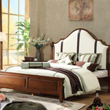 魅力大师美式实木床双人床简美乡村皮艺床1.8米卧室家具美式床