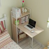 思客电脑桌带书架折叠桌学习桌宜家写字台办公桌3层置物架书柜带